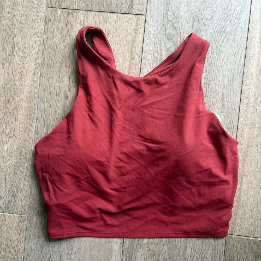 Athleta Red High Neck Crop Sports Bra XL